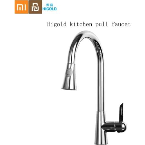 Higold Kitchen Faucets Silver Single Handle Pull Out Kitchen Tap Single Hole Handle Swivel 360 Degree Water Mixer Tap Mixer