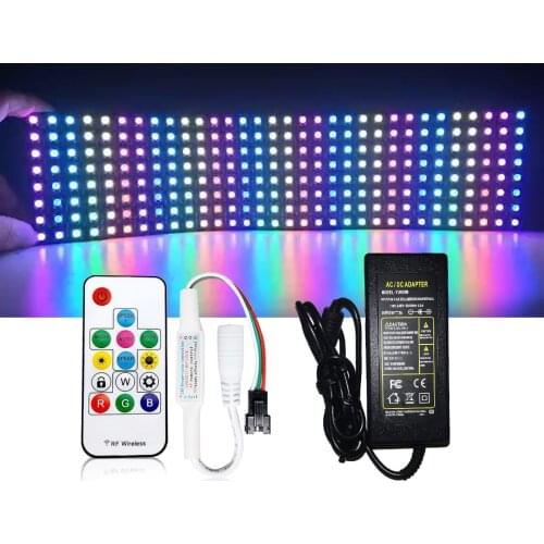 WS2812B LED Panel Screen With RF Controller and Power Supply Kit Flexible Individually Addressable WS2812 Module Matrix DC5V