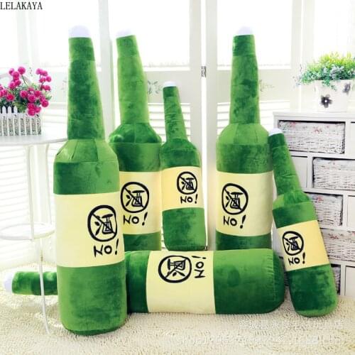 Creative Beer Bottle Shape Plush Pillow No Smoking Pattern stuffed sleeping Cushion Toys Boy Girl Christmas Gifts Drop Shipping