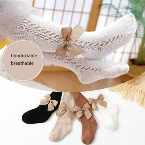 Spring Autumn Girls' Fashion Pantyhose Bowknot Pantyhose Childrens Cute Soft Cotton Newborn Baby Stockings Suitable for 0-4T
