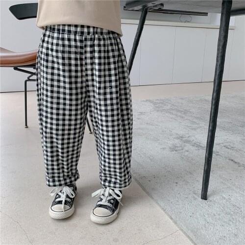 2020 Autumn New Arrival Girls Fashion Plaid Pants Kids Korean Design Trousers Kids Clothes