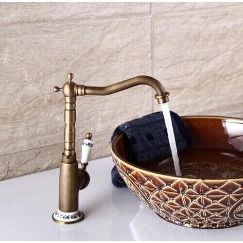 Vintage Bathroom faucet antique brass faucet china ceramic basin faucet bronze antique sink tap basin mixer tap sink water mixer