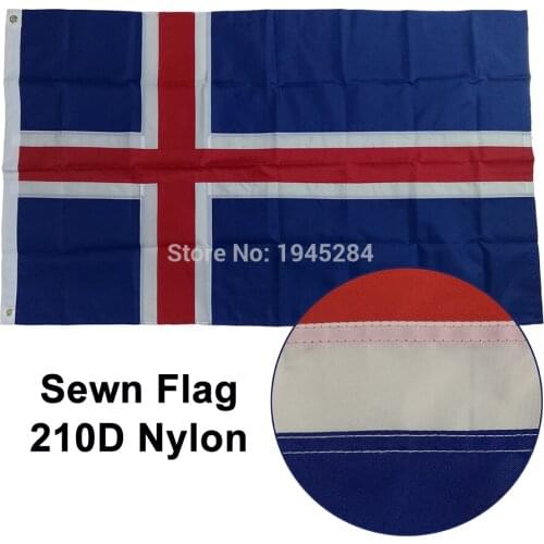 Embroidered Sewn Iceland Flag Icelandic National Flag World Country Banner Oxford Fabric Nylon 3x5ft, free shipping