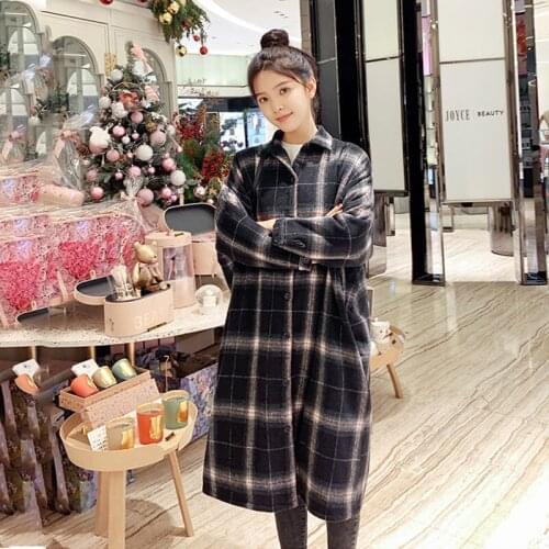 Women Shirt Blouse Plaid Spring Autumn Leisure Loose Long Sleeve below the Knee Jacket Blusas Ropa De Mujer