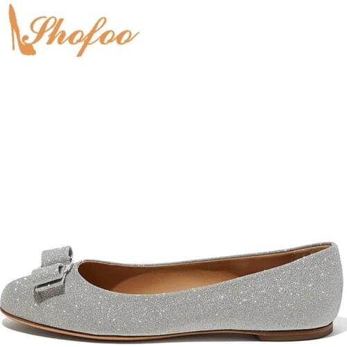 Sequined Cloth Women Ladies Casual Shoes Butterfly-Knot Slip-on Flat With Round Toe Large Size 33 40 Fashion Mature Concise 2021
