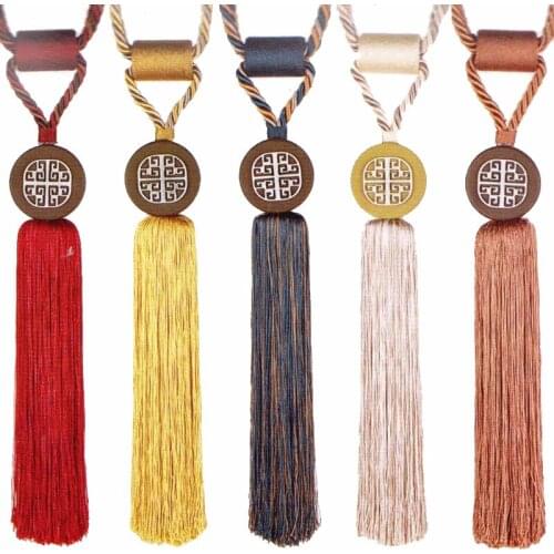 1 Pair Two Luxury European Hanging Curtains Accessories Europe Style Tassels Hang Small Crystal Tieback Drapes Fringe Tassels