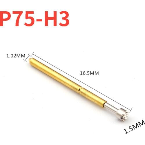P75-H3 100 Pcs Brass Spring Test Probe Nickel Plated Needle Head Test Instrument Accessories Length 16.5mm for Electronic Tools