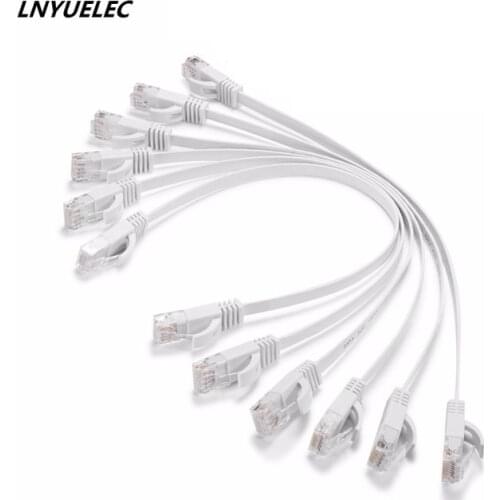 100pcs/lot LNYUELEC 0.15m=15cm cable Pure copper wire CAT6 Flat UTP Ethernet Network Cable RJ45 Patch LAN cable white/black/blue