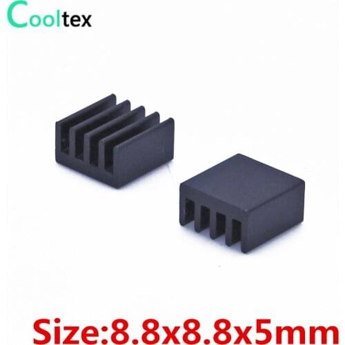 1000pcs/lot) 100% new 8.8x8.8x5mm Aluminum heatsink Extruded black heat sink radiator for IC chip cooler cooling