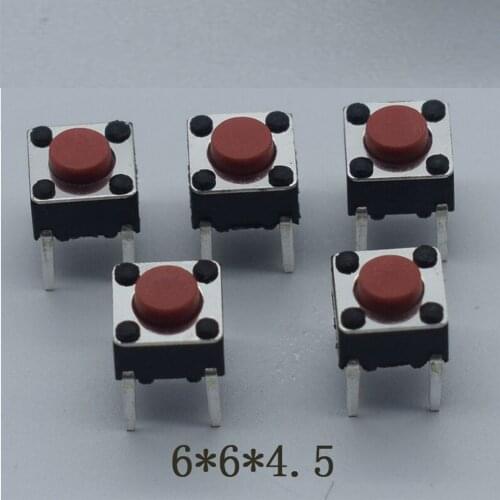 20pcs 6*6*4.5 4Straight foot Micro switch
