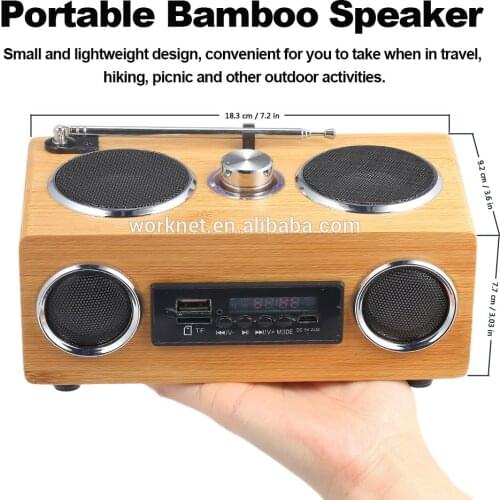New products 2021 eco-friendly high quality bamboo wood BT wireless outdoor speaker with FM Radio