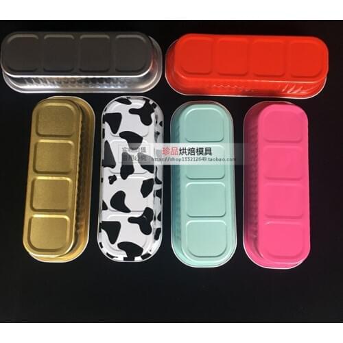 25 sets Rectangular Cake Box 200ml Tinfoil Roasted Durian High Temperature Jelly Pudding Cup with lid/spoon kitcthen tools