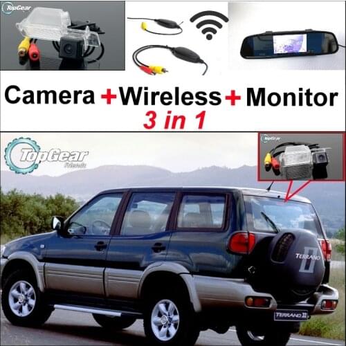 3 in1 Special Rear View Camera + Wireless Receiver + Mirror Monitor DIY Parking System For Nissan Terrano 1995~2005