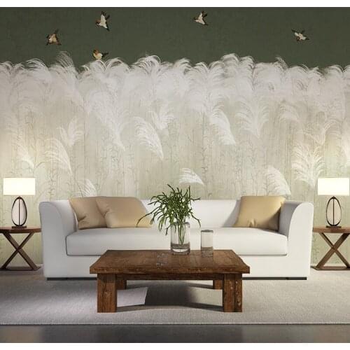 3D reed wallpaper porch background wall new Chinese plants modern living room sofa TV background wall decorative mural
