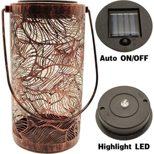 7 Inch Hanging Solar Lanterns Outdoor Solar Lights Retro Metal Waterproof Led Table Lamp with Handle Decorative for Porch Garden