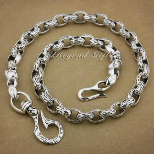 925 Sterling Silver Huge Heavy Hook Belt Clip Mens Biker Rocker Punk Wallet Chain 8K002WC