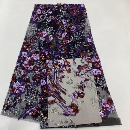 African French Lace Fabric Shiny Wedding Nigerian Celebration African Sequined Lace Fabric Dress XX37021