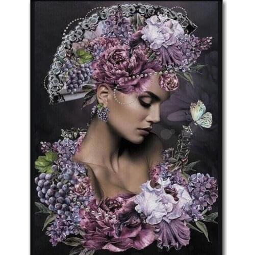 Diamond Embroidery Iris Flower Woman Cross Stitch Diy Diamond Painting Sale European Sexy Beauty 3d Picture Of Rhinestone Mosaic