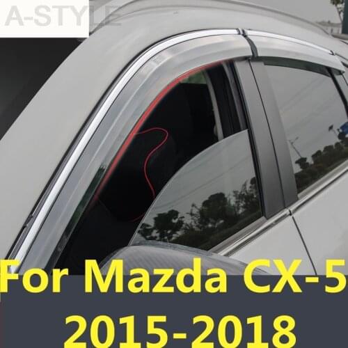 For Mazda CX-5 CX5 CX 5 2015-2018 Chrome Car Window Sun Vent Visor Rain Guards Sun/ rain Shield Car accessories Interior