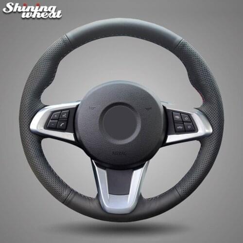 BANNIS Black Genuine Leather Car Steering Wheel Cover for BMW Z4 2009- 2014 E83