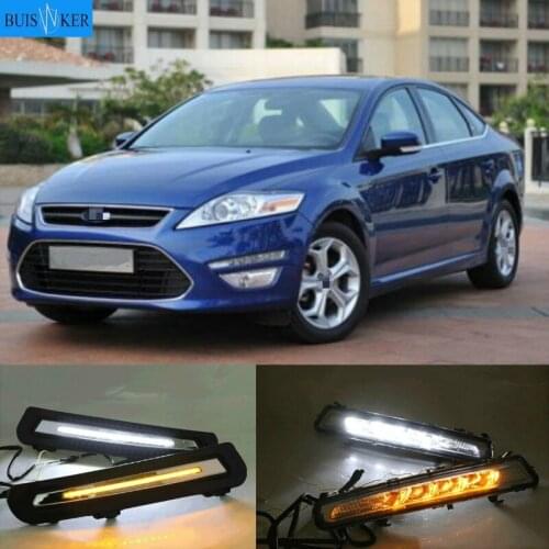 DRL Driving Daytime Running Light fog lamp 12V Relay Daylight Yellow turn signal 2Pcs for Ford Mondeo 2011 2012 2013