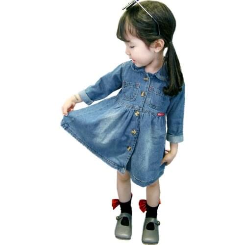 Girl Denim dresses 2020 New Spring summer new baby children kids casual stitching dresses