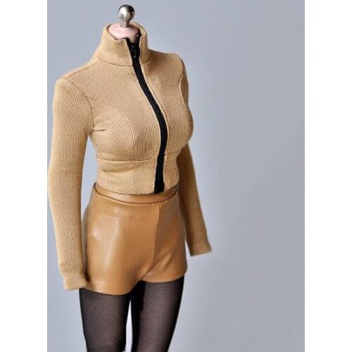 1/6 female figure clothes model accessories clothes elastic tight zipper jacket 12 inch female action figure body