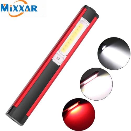ZK20 COB lantern working flashlight Portable Torch USB Charging lanterna build-in battery with magnet pen holder Red light lamp