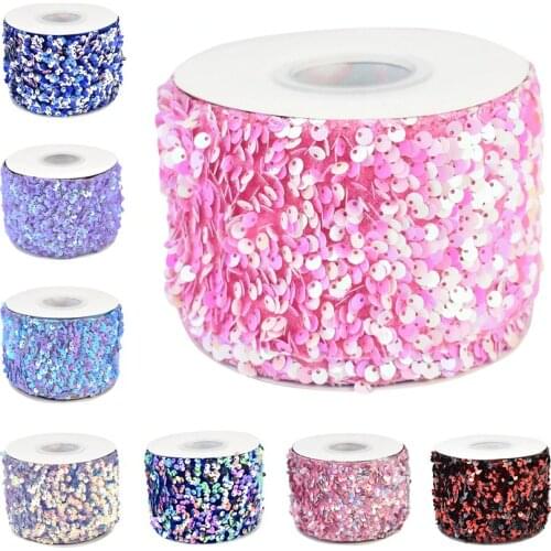 HSDRibbon 3 inch 75mm HSD-Genuine Series colorful Sequin Velvet Sequin Ribbon 25Yards/Roll