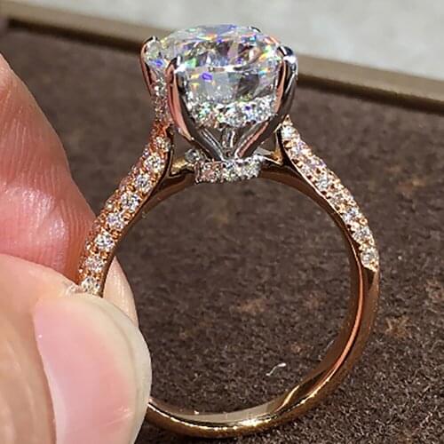 10K AU417 Rose Gold Women Wedding Anniversary Engagement Party Ring 1 2 3 4 5 Carat Oval Moissanite Diamond Ring Classic Trendy