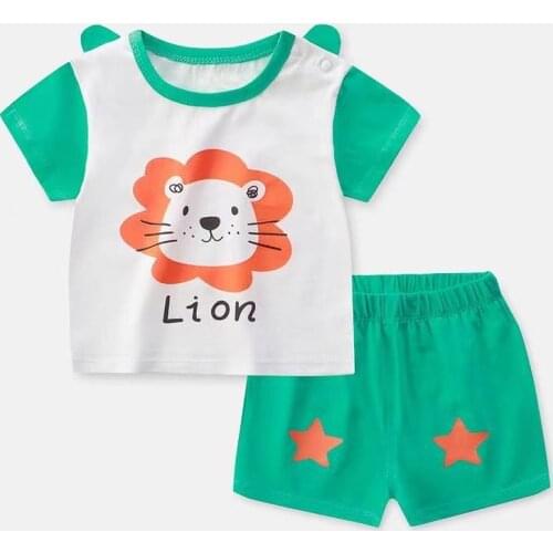 Infant Short Sleeve Suit Baby Girl Outfit Summer Clothes Casual Cartoon 2 Piece Set Toddle Girl Tops Shorts