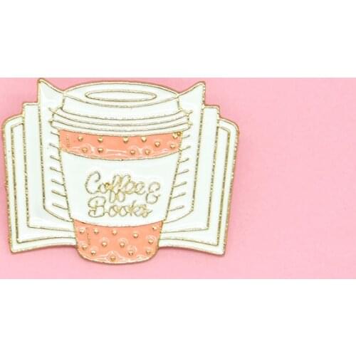 Cartoon Coffee Book Metal Enamel Brooch Creative Fashion Badge Pin Trendy Lapel Backpack Jewelry Accessories Gift For Friends