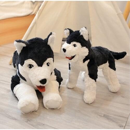 Cute Husky Plush Toy Husky Pillow Stuffed Siberian Wolf Soft Toys Lifelike Real Dog Doll Toy Birthday Gift for Kids Kawaii Plush