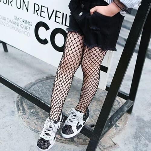 Girls Fashion Mesh Stockings Kids Fishnet Grid Black Pantyhose Tights enfants chaussettes filles