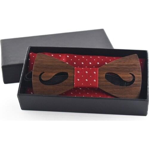 Fashion Mens Ties Set Fake Collars Ties for Men Wood Bow Tie Beard Funny Necktie Tie Down Bow Set