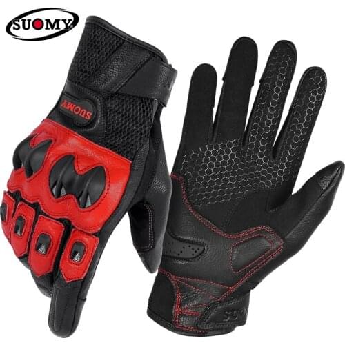 Motorcycle gloves breathable leather anti-fall cycling racing touch screen mens motorcycle equipped with knight gloves