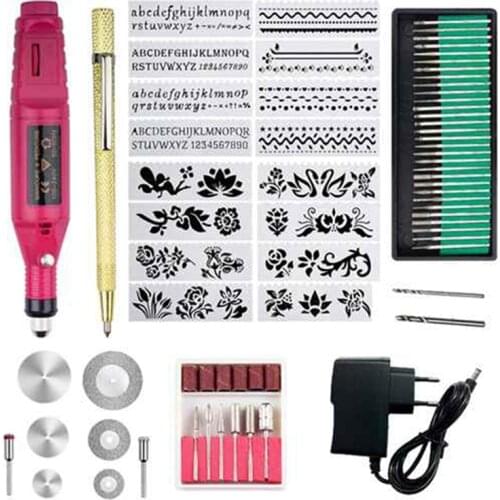 Engraving Tool Kit, Multi-Function Electric Engraver Pen Diy Rotary Tool for Jewellery Glass Ceramic Wood EU Plug