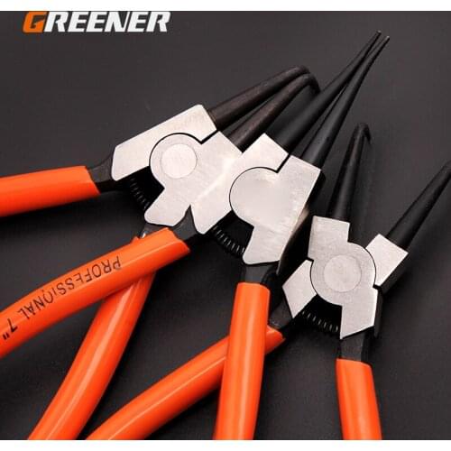 1pc Heavy Duty Circlip Pliers Kit Outside Inside 7" 9" Right Angled Beak Portable Multifunctional Snap Ring Circlip Pliers