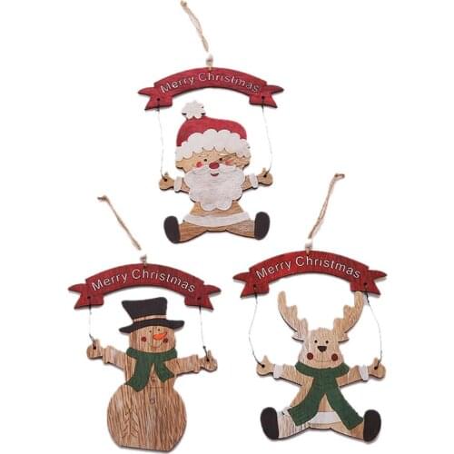 2021 New Christmas Wooden Door Holiday Hanging Pendant Door Knocker Ornaments Wooden Signboard Tree Pendant Christmas Decoration
