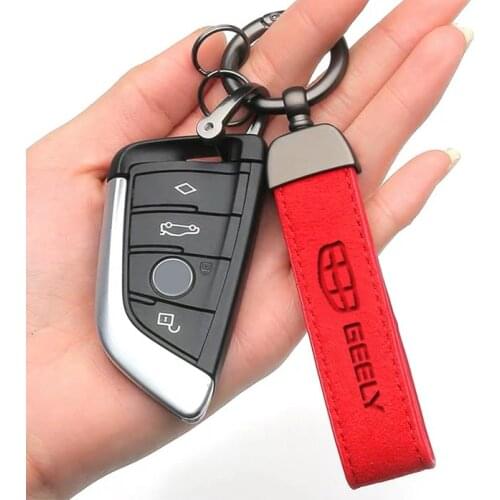 NEW Style Leather Car Custom Keychain Suede Leather Keychain car Logo For Geely gc6 2016 2017 geely emgrand ec7 ec8 ec718 gt gc9