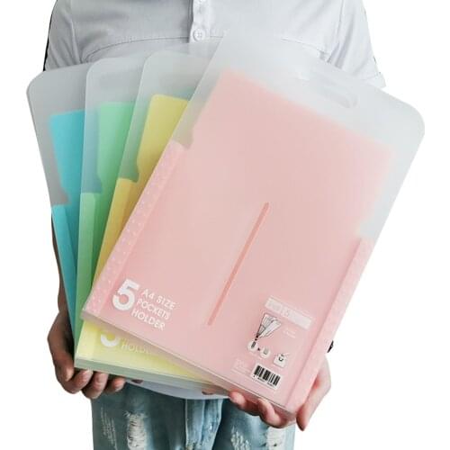 5 Pockets Document Bag Paper File Vertical Design Expanding File Folders A4 Letter Holder Stationery School OfficeOrganizer
