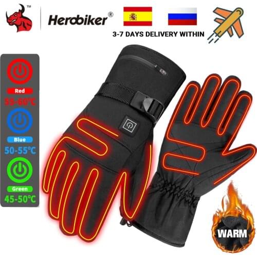 Waterproof Motorcycle Gloves Heated Guantes Moto Heating USB Hand Warmer Electric Thermal Heated Gloves Battery Powered Gloves