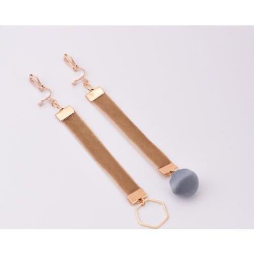 Personalized Fashion Geometric Hollow Round Fan Asymmetry No Pierced Ear Clip For Non Pierced Ear Clip Long Jewelry Earrings