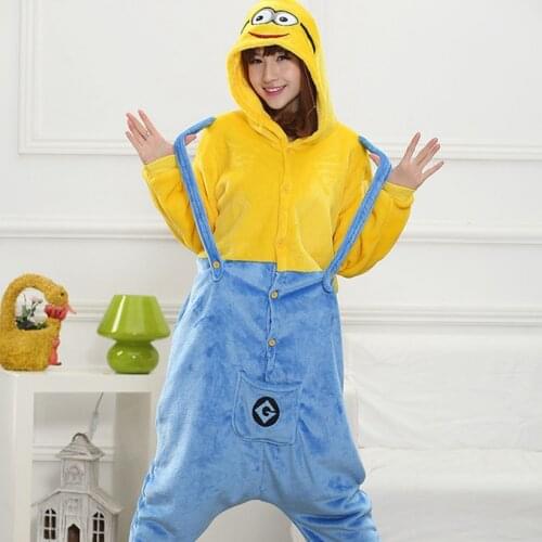 2 designs Yellow Blue Onesie Pajamas Kigurumi Animal Cosplay Costume Halloween Family Pijamas Women