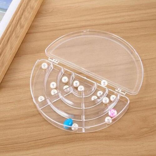 Half Round Clear Box Storage 10 Compartments for DIY Organizer Nail Art Jewelry Beads Portable Container Cases 60pcs ZA5687