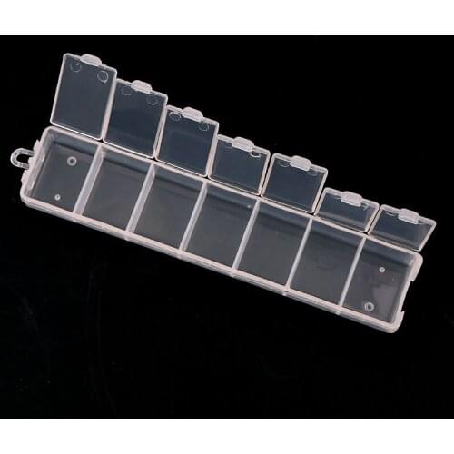 1 Pc 7 Grids Transparent Plastic Rectangle Storage Box DIY Nail Art Tips Decoration jewelry Tools Case Container