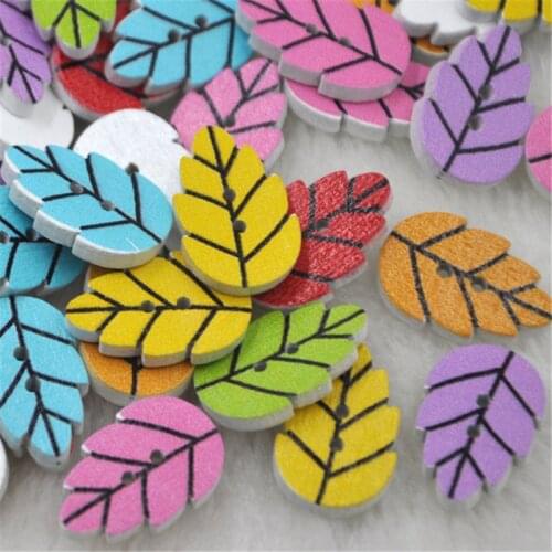 10/50/100Pcs Mix Leaf Flower Wooden Painting Sewing Buttons Scrapbooking 20*13mm WB227