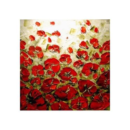 Hand Painted Oil Painting Red Poppies II-Floral Oil Painting Wall Art-Modern Oil Painting On Canvas Art Wall Decor