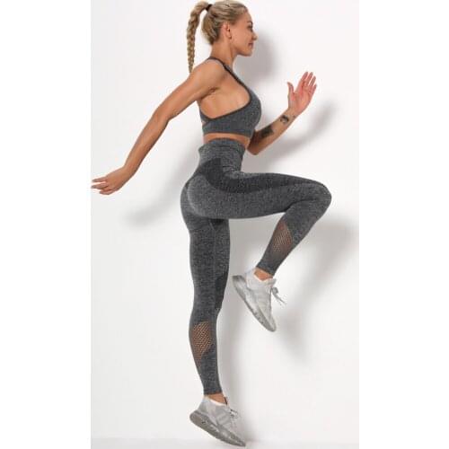 Sexy 2PCS Womens Sportswear Seamless Yoga Set Sports Bra yoga Leggings High waist Push Up Jumpsuit Running Set Joggers Women