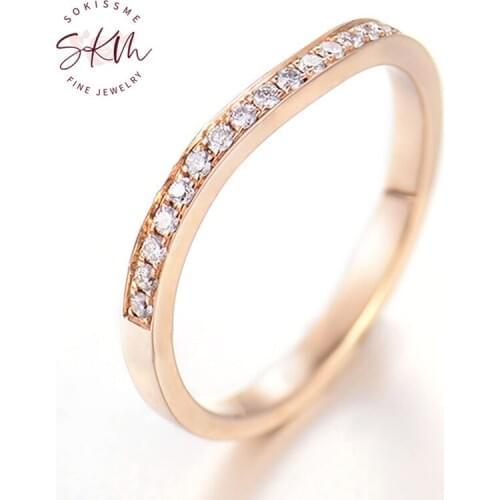 SKM Vintage diamond rings 14k rose gold ring classic Engagement wedding rings designer Promise Luxury Fine Jewelry